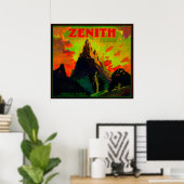 Zenith Oranje LabelWhittier, CA Poster (Thuiskantoor)