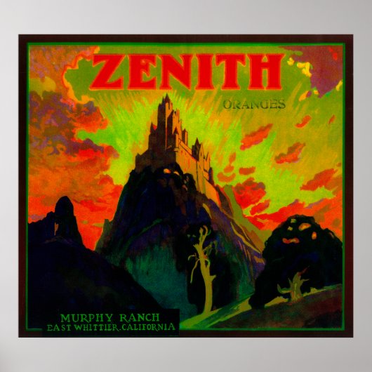 Zenith Oranje LabelWhittier, CA Poster (Voorkant)