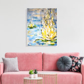Zenitijd | Abstracte waterlelie & zen kunst Canvas Afdruk (Insitu (Woonkamer))