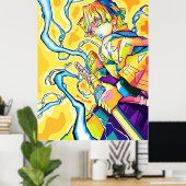 zenitsu demon slayer poster (Thuiskantoor)