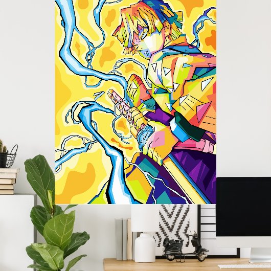zenitsu demon slayer poster (Thuiskantoor)