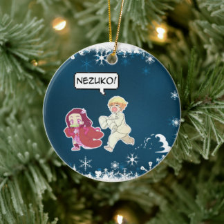 zenitsu die nezuko achtervolgt keramisch ornament