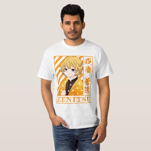 Zenitsu Kimetsy over yaiba T-shirt (Voorkant volledig)