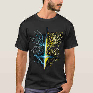 Zenitsu Thunder God Katana - Blauwe & Gele Bliksem T-shirt