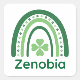Zenobia Name Clover Boho Rainbow Vierkante Sticker