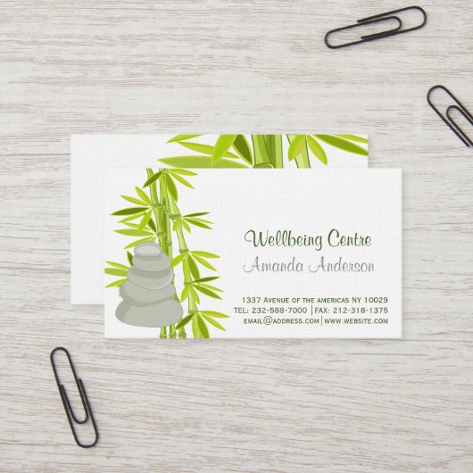 Zenpitten en bamboe visitekaartje (Voorkant / Achterkant in situ)