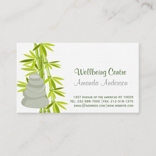 Zenpitten en bamboe visitekaartje (Voorkant)
