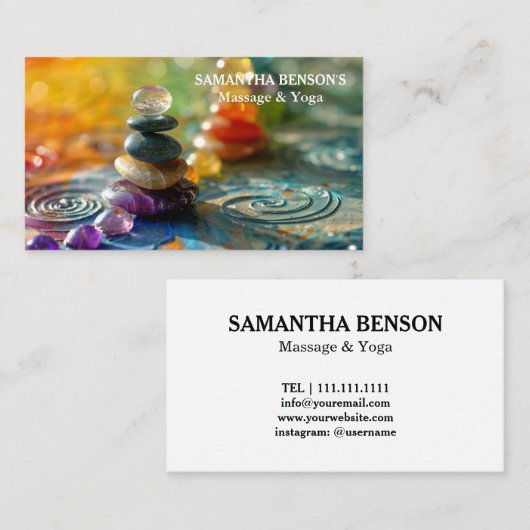 Zenstenen massagetherapeut visitekaartje (Voorkant / Achterkant)