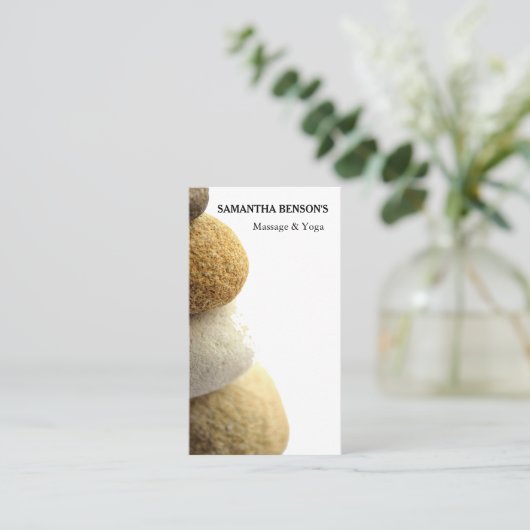 Zenstenen massagetherapeut visitekaartje (Staand voorkant)