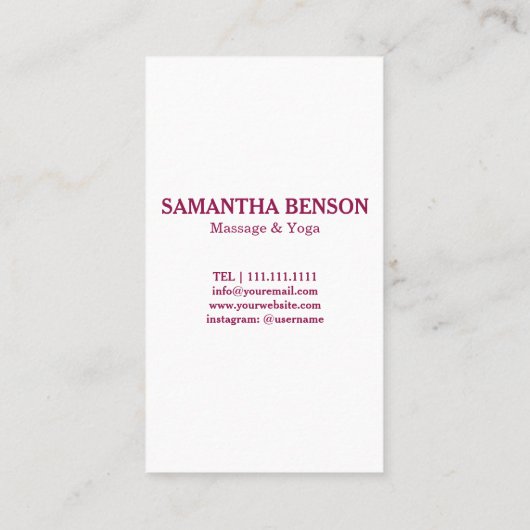 Zenstenen massagetherapeut visitekaartje (Achterkant)