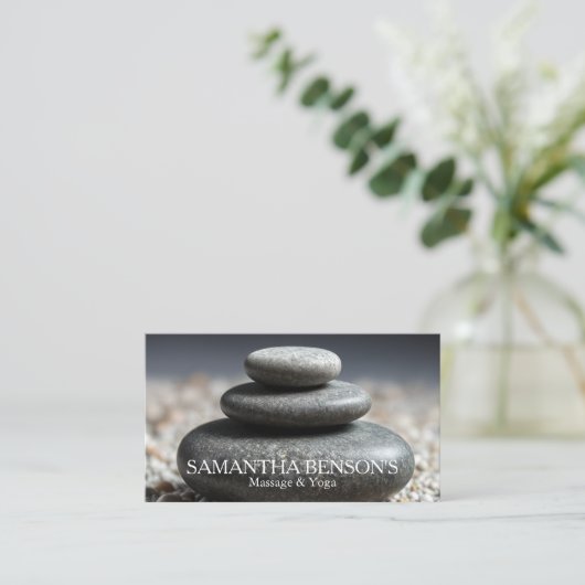 Zenstenen massagetherapeut visitekaartje (Staand voorkant)
