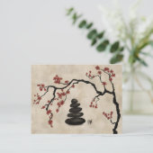 Zenstenen Sakura-boom Feestdagenkaart (Staand voorkant)