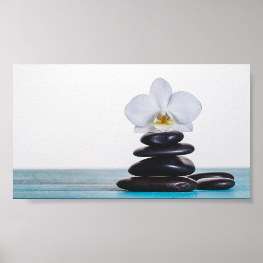 Zenstenen Witte Orchidee Poster (Voorkant)