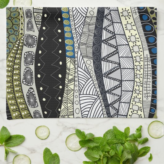 Zentangle Abstract Mosaic Kitchen Tea Towel Theedoek (Gevouwen)