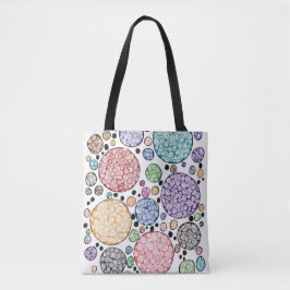 Zentangle circles pattern tote bag