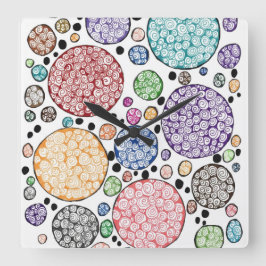 Zentangle circles pattern vierkante klok