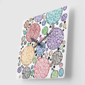 Zentangle circles pattern vierkante klok (Hoek)