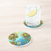 Zentangle Floral Dreamscape Zandsteen Onderzetter (Zijkant)