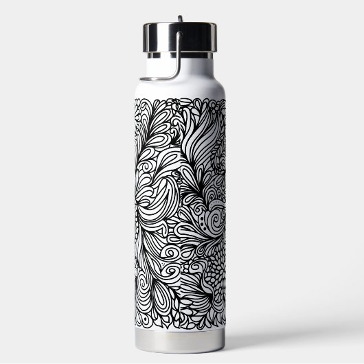 Zentangle flower and paisley doodle design waterfles (Rechts)