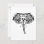 Zentangle Geïnspireerd Indische olifant Briefkaart (Voorkant / Achterkant)