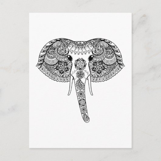 Zentangle Geïnspireerd Indische olifant Briefkaart (Voorkant)