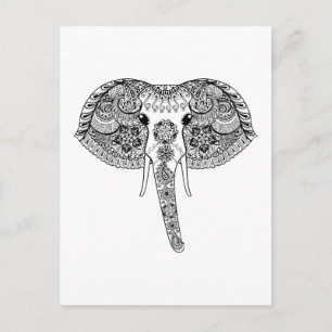Zentangle Geïnspireerd Indische olifant Briefkaart