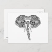 Zentangle Geïnspireerd Indische olifant Briefkaart (Voorkant / Achterkant)