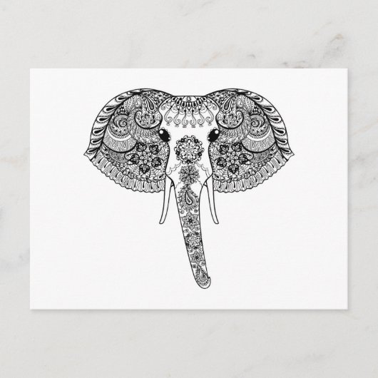 Zentangle Geïnspireerd Indische olifant Briefkaart (Voorkant)