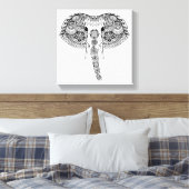 Zentangle Geïnspireerd Indische olifant Canvas Afdruk (Insitu (Slaapkamer))