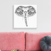 Zentangle Geïnspireerd Indische olifant Canvas Afdruk (Insitu (Woonkamer))