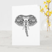 Zentangle Geïnspireerd Indische olifant Kaart (Gele Bloem)