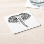 Zentangle Geïnspireerd Indische olifant Kartonnen Onderzetters (Schuin)