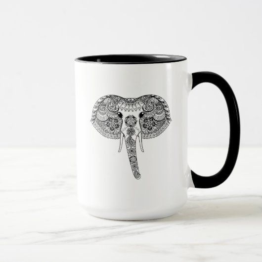 Zentangle Geïnspireerd Indische olifant Mok (Rechts)