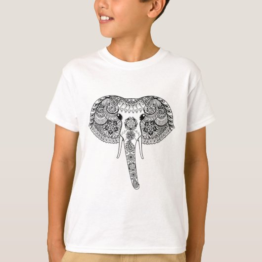 Zentangle Geïnspireerd Indische olifant T-shirt (Voorkant)