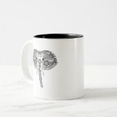Zentangle Geïnspireerd Indische olifant Tweekleurige Koffiemok (Voorkant links)