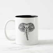 Zentangle Geïnspireerd Indische olifant Tweekleurige Koffiemok (Links)