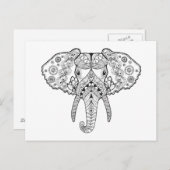 Zentangle geïnspireerd olifant briefkaart (Voorkant / Achterkant)