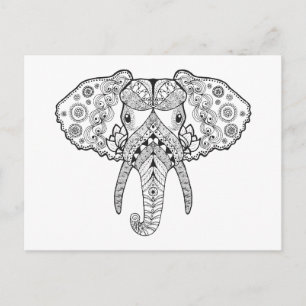 Zentangle geïnspireerd olifant briefkaart