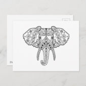 Zentangle geïnspireerd olifant briefkaart (Voorkant / Achterkant)