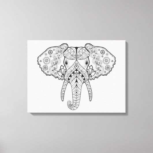 Zentangle geïnspireerd olifant canvas afdruk (Voorkant)