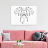 Zentangle geïnspireerd olifant canvas afdruk (Insitu (Woonkamer))