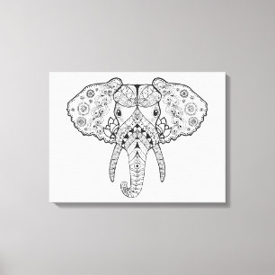Zentangle geïnspireerd olifant canvas afdruk
