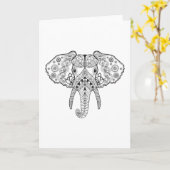 Zentangle geïnspireerd olifant kaart (Gele Bloem)