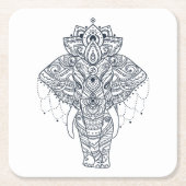 Zentangle geïnspireerd olifant kartonnen onderzetters (Voorkant)
