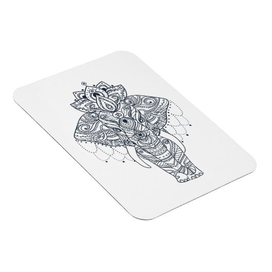 Zentangle geïnspireerd olifant magneet (Rechterzijde)