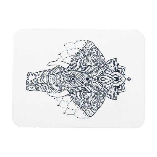 Zentangle geïnspireerd olifant magneet (Horizontaal)