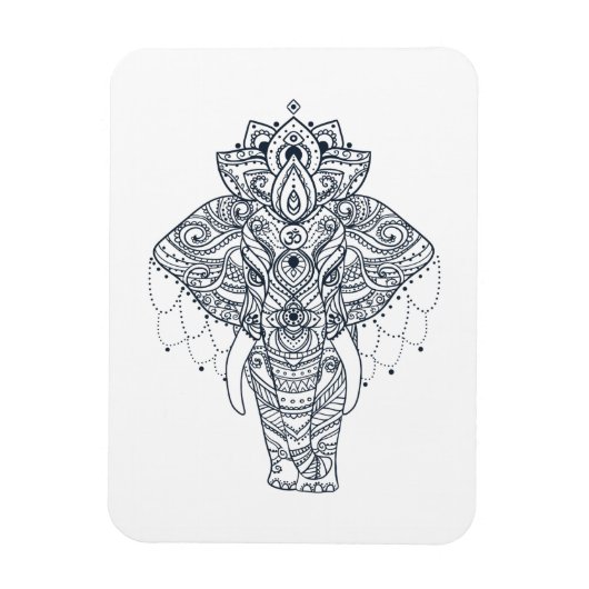 Zentangle geïnspireerd olifant magneet (Verticaal)