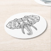 Zentangle geïnspireerd olifant ronde kartonnen onderzetter (Gebogen)