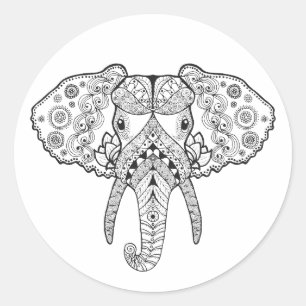Zentangle geïnspireerd olifant ronde sticker