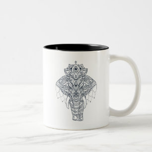 Zentangle geïnspireerd olifant tweekleurige koffiemok